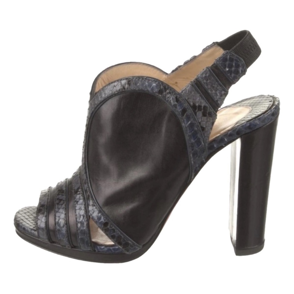 Christian Louboutin Snakeskin Slingback block heels RETAIL 995